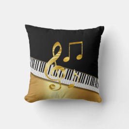 Cojín Decorativo Elegant Modern Black Gold Music Notes,Piano Keys