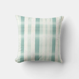 Cojín Decorativo Elegant Monogram Watercolor Green Cream Stripe