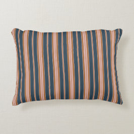 Cojín Decorativo Elegant Navy Brown Pink Ticking Stripe