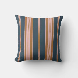 Cojín Decorativo Elegant Navy Brown Pink Ticking Stripe