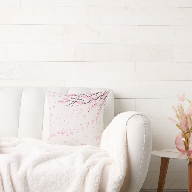 Cojín Decorativo Elegant Pink Cherry Blossom Floral Throw Pillow (Sofá)