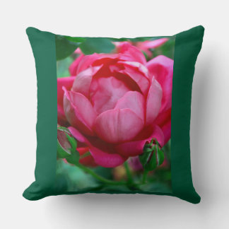 Cojín Decorativo Elegant Pink Rose Floral Throw Pillow with Dark Gr