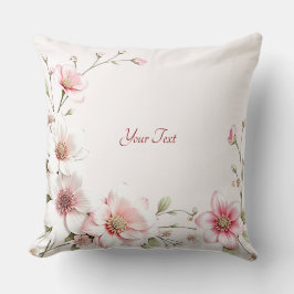 Cojín Decorativo Elegant Pink White Floral Throw Pillow