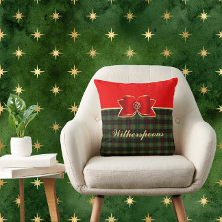 Cojín Decorativo Elegant Plaid and Jeweled Bow with Name