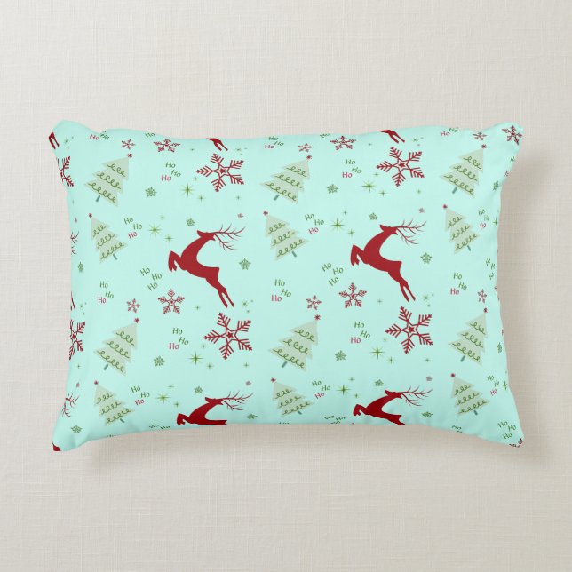 Cojín Decorativo Elegant Reindeer & Snowflakes – Fresh and Festive  (Anverso)