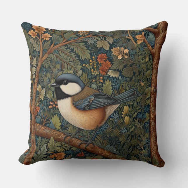 Cojín Decorativo Elegant Retro Art Nouveau woodland bird (Anverso)