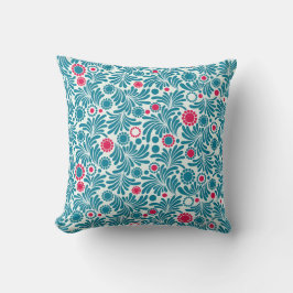 Cojín Decorativo Elegant Teal and Magenta Foliage Pattern
