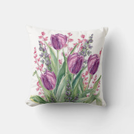 Cojín Decorativo Elegant Tulip Flowers Pattern,Purple Stripes