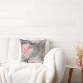 Cojín Decorativo Elegant Vintage Floral Lace Pattern Pink and Grey