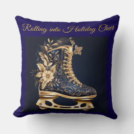 Cojín Decorativo Elegant Vintage Navy Blue and Gold Throw Pillow