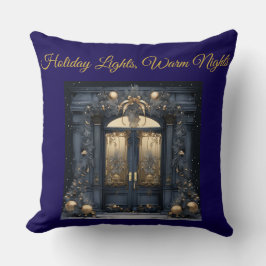 Cojín Decorativo Elegant Vintage Navy Blue and Gold Throw Pillow