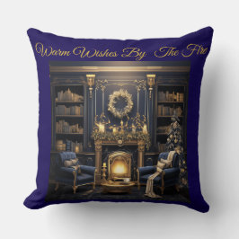 Cojín Decorativo Elegant Vintage Navy Blue and Gold Throw Pillow