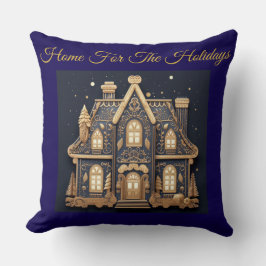 Cojín Decorativo Elegant Vintage Navy Blue and Gold Throw Pillow