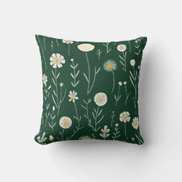 Cojín Decorativo Elegant Wildflower Pattern on Dark Green 