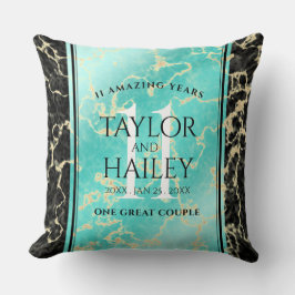 Cojín Decorativo Elegante 11º Aniversario Boda Turquesa