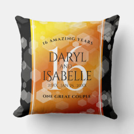Cojín Decorativo Elegante 16º Aniversario del Boda de Topaz de Oro