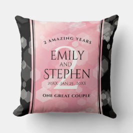 Cojín Decorativo Elegante 2º Rosa Aniversario del Boda del Cuartz