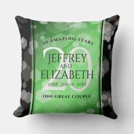 Cojín Decorativo Elegante 20° Aniversario del Boda Esmeralda
