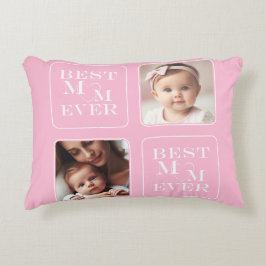 Cojín Decorativo Elegante 2 foto "La mejor mamá de la historia" Cor