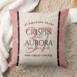 Cojín Decorativo Elegante 37° Aniversario del Boda de Alabastro