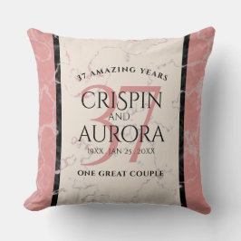 Cojín Decorativo Elegante 37° Aniversario del Boda de Alabastro