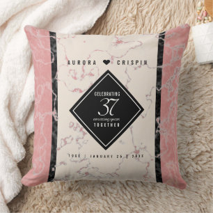 Cojín Decorativo Elegante 37° Aniversario del Boda de Alabastro