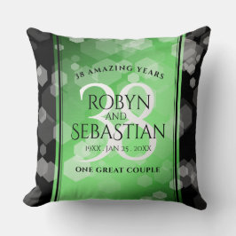 Cojín Decorativo Elegante 38° aniversario de Boda Esmeralda