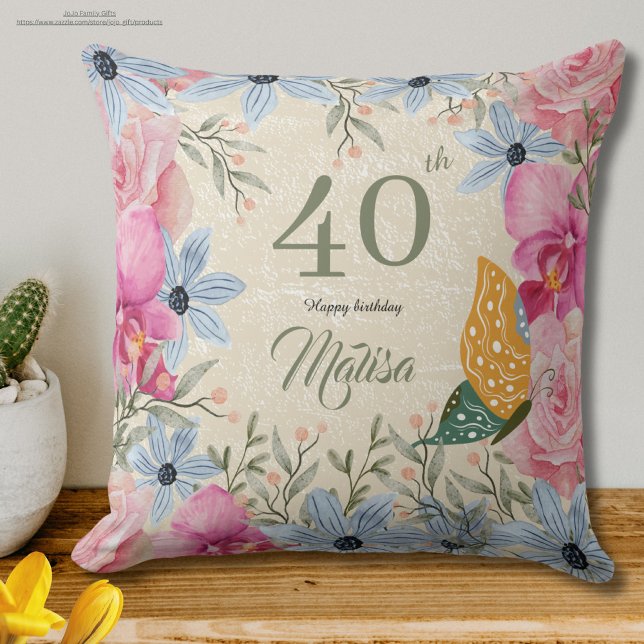 Cojín Decorativo Elegante 40.ª acuarela rústica floral (Subido por el creador)