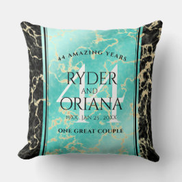 Cojín Decorativo Elegante 44° Aniversario Boda Turquesa