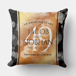 Cojín Decorativo Elegante 49° Aniversario del Boda del Cobre