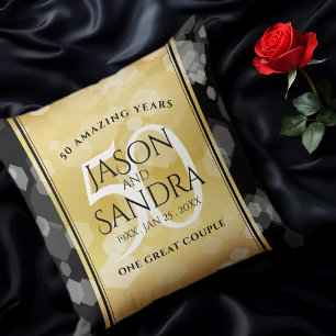 Cojín Decorativo Elegante 50° Aniversario del Boda de Oro