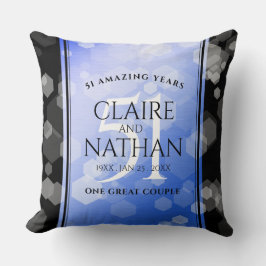 Cojín Decorativo Elegante 51° Aniversario del Boda Sapphire