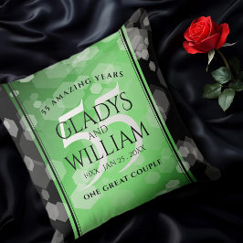 Cojín Decorativo Elegante 55º aniversario de Boda Esmeralda