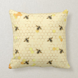 Cojín Decorativo Elegante abejas amarillas doradas Honeycomb