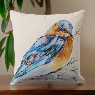 Cojín Decorativo Elegante acuarela azul naturaleza