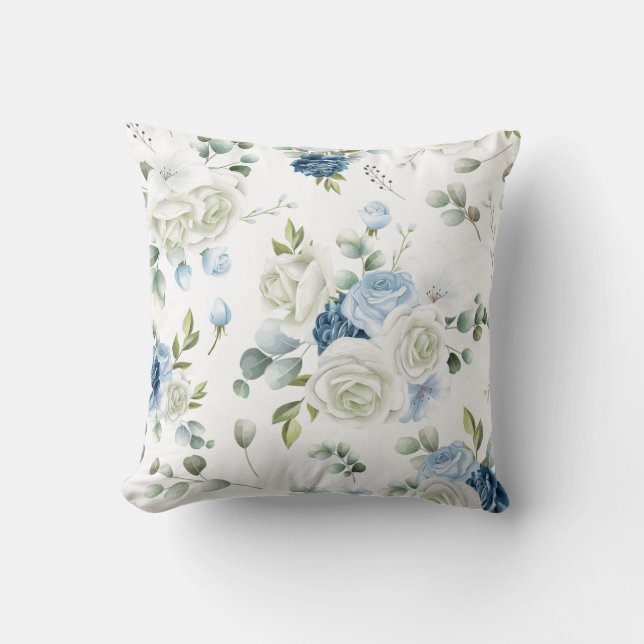 Cojín Decorativo Elegante acuarela estampado floral (Anverso)