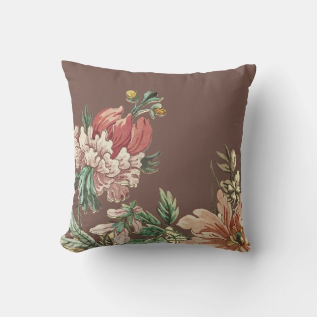 Cojín Decorativo Elegante acuarela floreciente (Anverso)