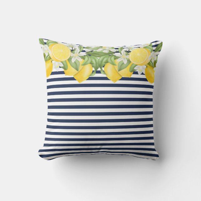 Cojín Decorativo Elegante acuarela Lemons Lumbar Pillow (Anverso)