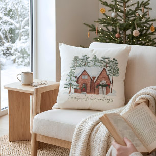 Cojín Decorativo Elegante acuarela Navidades nórdicos de pinos de g