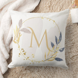 Cojín Decorativo Elegante acuarela Oro Monograma M