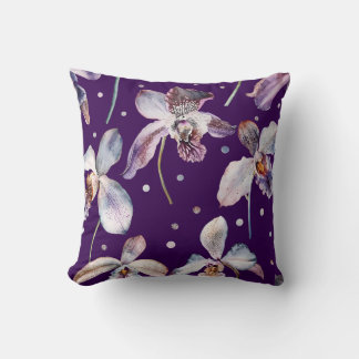 Cojín Decorativo Elegante acuarela Orquídea Patrón Floral