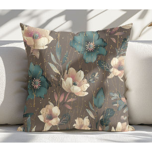 Cojín Decorativo Elegante acuarela Patrón Botánico Mocha