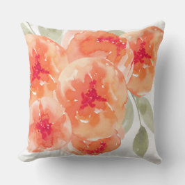 Cojín Decorativo Elegante acuarela Peach Peonies Floral