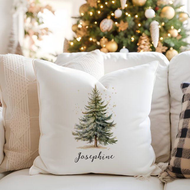 Cojín Decorativo Elegante acuarela Pino de Árbol de Navidad (Subido por el creador)