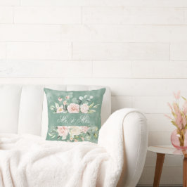 Cojín Decorativo Elegante acuarela verde floral Mr. y la Sra. Rusti