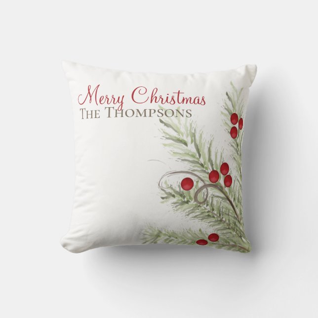 Cojín Decorativo Elegante acuarela Winter Nombre Botánico Personali (Anverso)