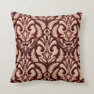 Cojín Decorativo Elegante adamascado floral vintage burgundy crema