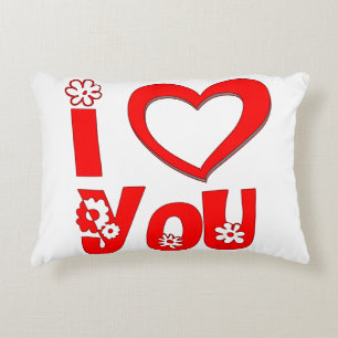 Cojín Decorativo Elegante Almohadón de Tirar I Love You Rojo Mini