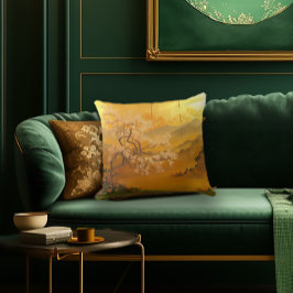 Cojín Decorativo Elegante "Amanecer Dorado" inspirado en Asia