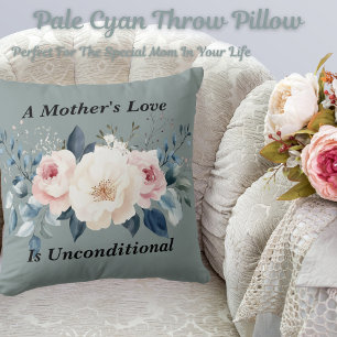 Cojín Decorativo Elegante amor de madre floral cian pálido